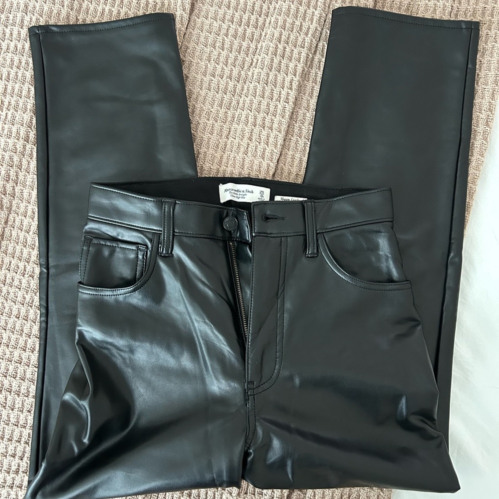 Abercrombie & Fitch Vegan Leather Pants in Black
